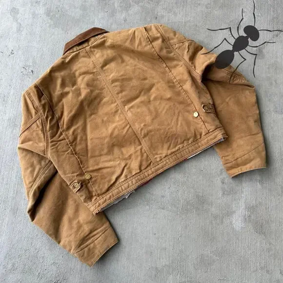 Vintage Y2K Carhartt brown cropped Detroit style work wear jacket - Picture 6 of 8